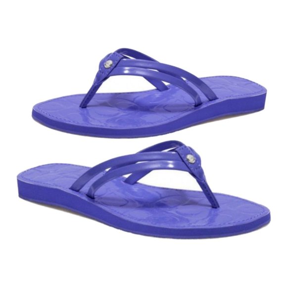 Coach Juney Periwinkle Blue Patent Flip Flop - Size 7M - Picture 1 of 8
